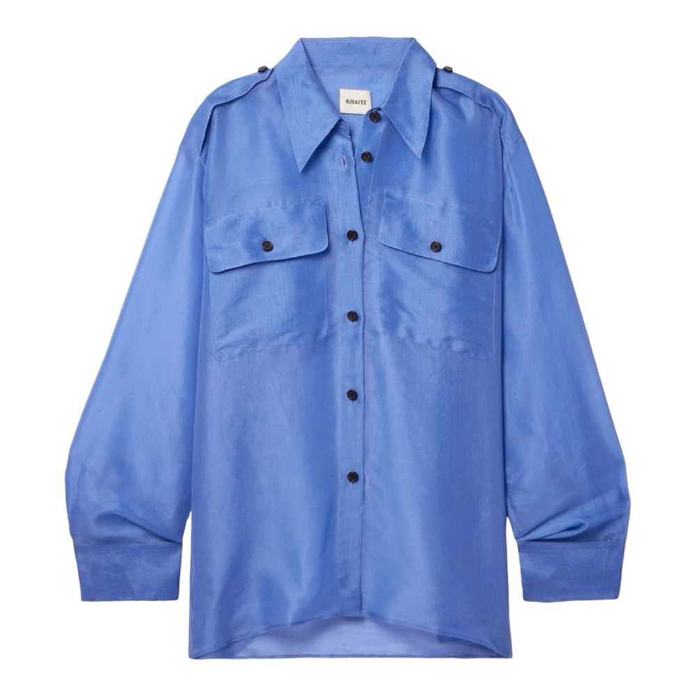 KHAITE Missa flap-pocket silk-organza shirt